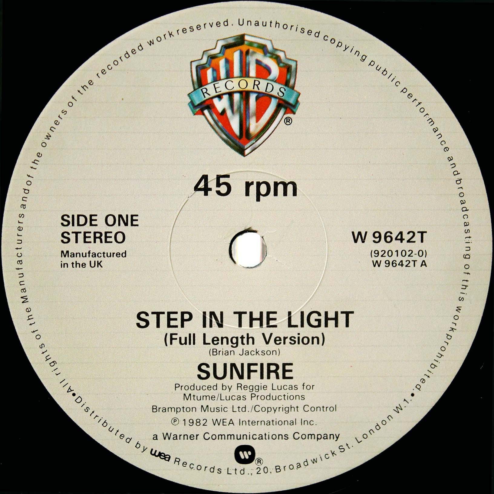 Sunfire / Step In The Light (UK 12inch) 1982 hard to find - Vinyl ...