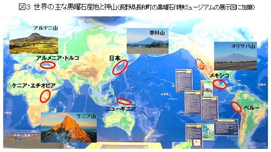 図３　世界の黒曜石産地と神山