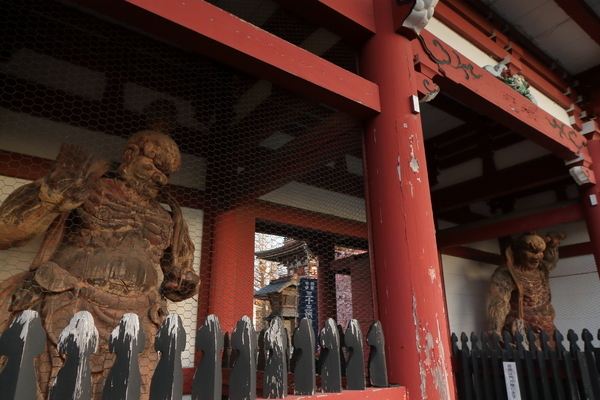 鈴鹿市にある子安観音寺で仁王門と金剛力士像を撮影した写真。