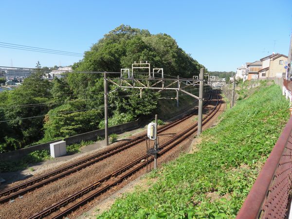 同じ場所から向きを変えて横浜方面を見る。地下駅は後ろの帷子川親水公園の下にできる。