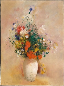花瓶の花（ピンクの背景）