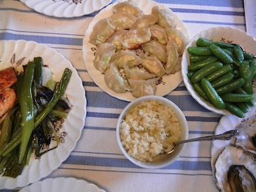 blog (4x5@300) Yoko CP3P Dinner, Roasted Green Onion, Salmon, BBQed Oysters, Mendocino_DSCN8735-5.2.18 copy 2